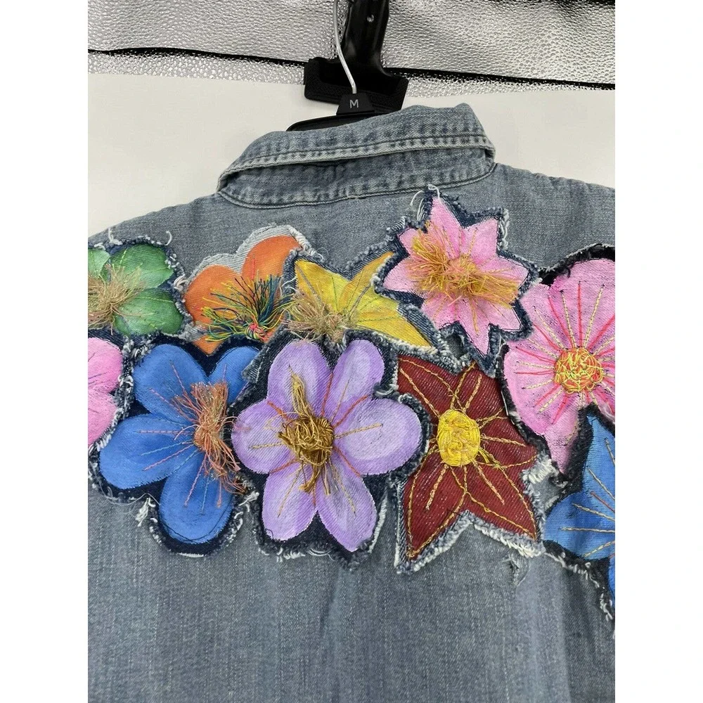 Free People Rialto Jean  Brin Floral Patch Shirt - Picture 3 of 7